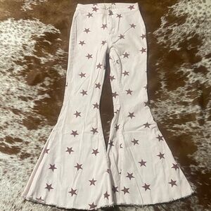 Starry Flare Jeans in Cream and Purple